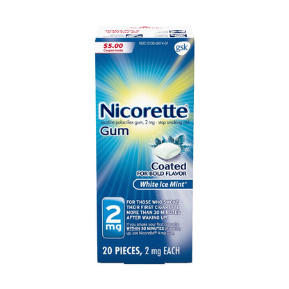 NICORETTE GUM 2 MG.WHITE ICE 20 CT.
