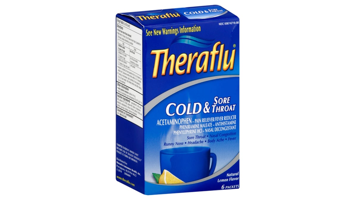 THERAFLU & SORE THROAT PWD 6CT