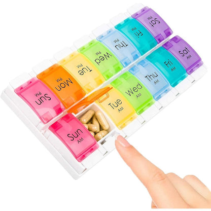 Ezy Dose Push Button (7-Day) Pill, Medicine, Vitamin Organizer Box  2XL Compartments