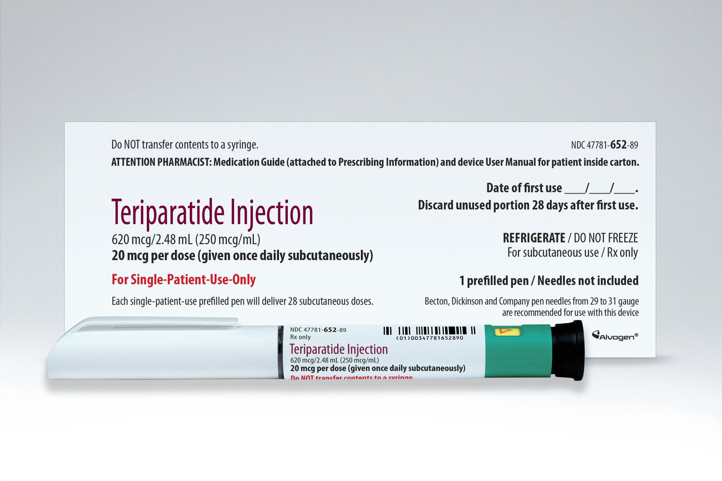 TERIPARATIDE SY 250MCG/ML 2.4ML
