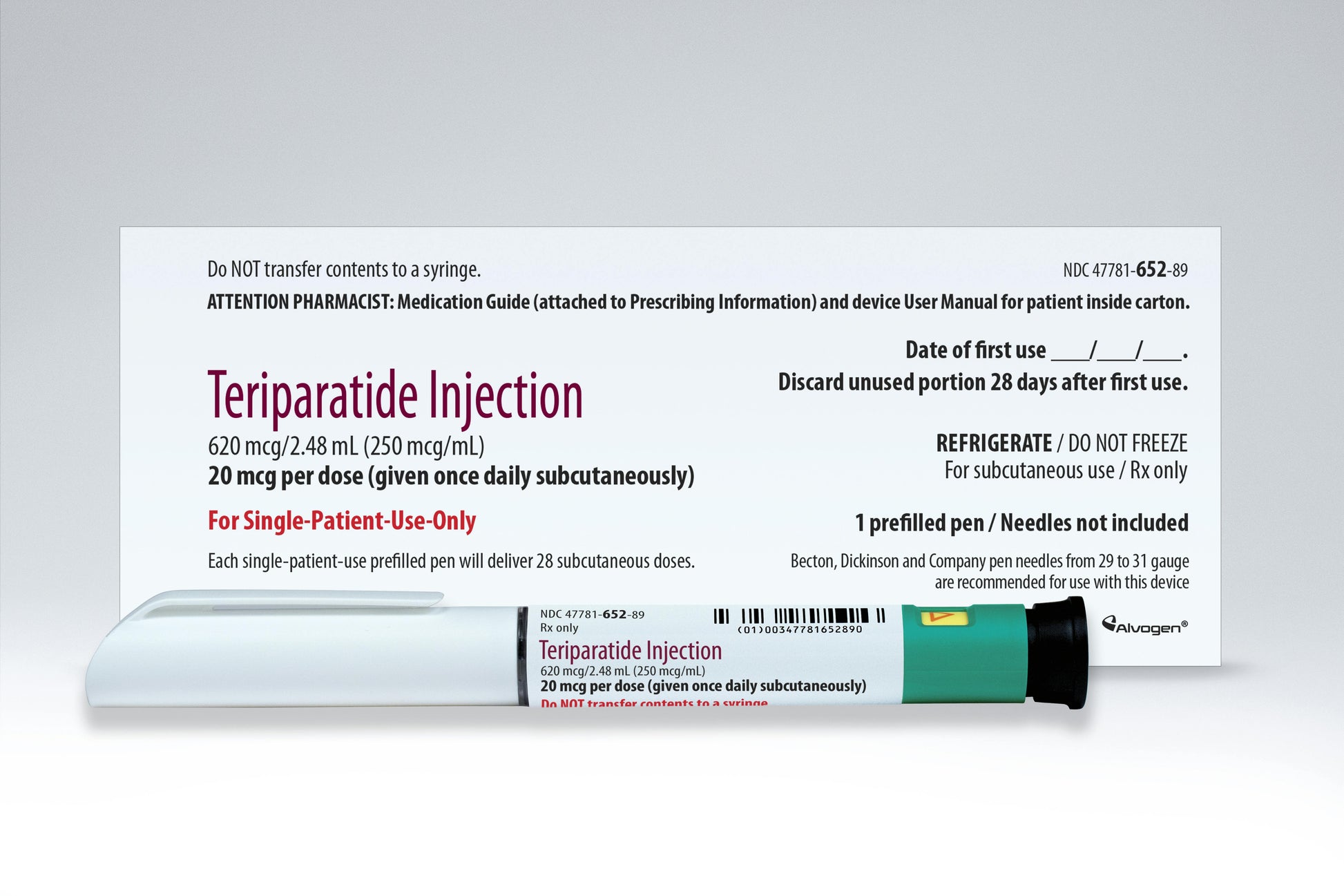 TERIPARATIDE SY 250MCG/ML 2.4ML