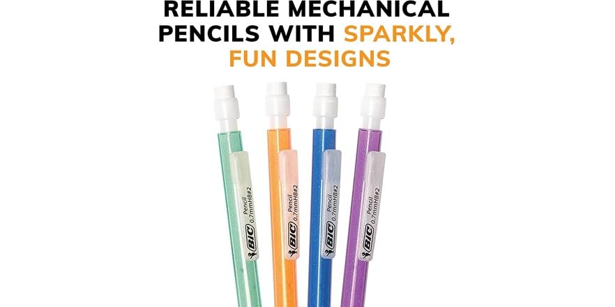 BiC Xtra Sparkle Mechanical Pencil With Shimmer Barrels, 10 count