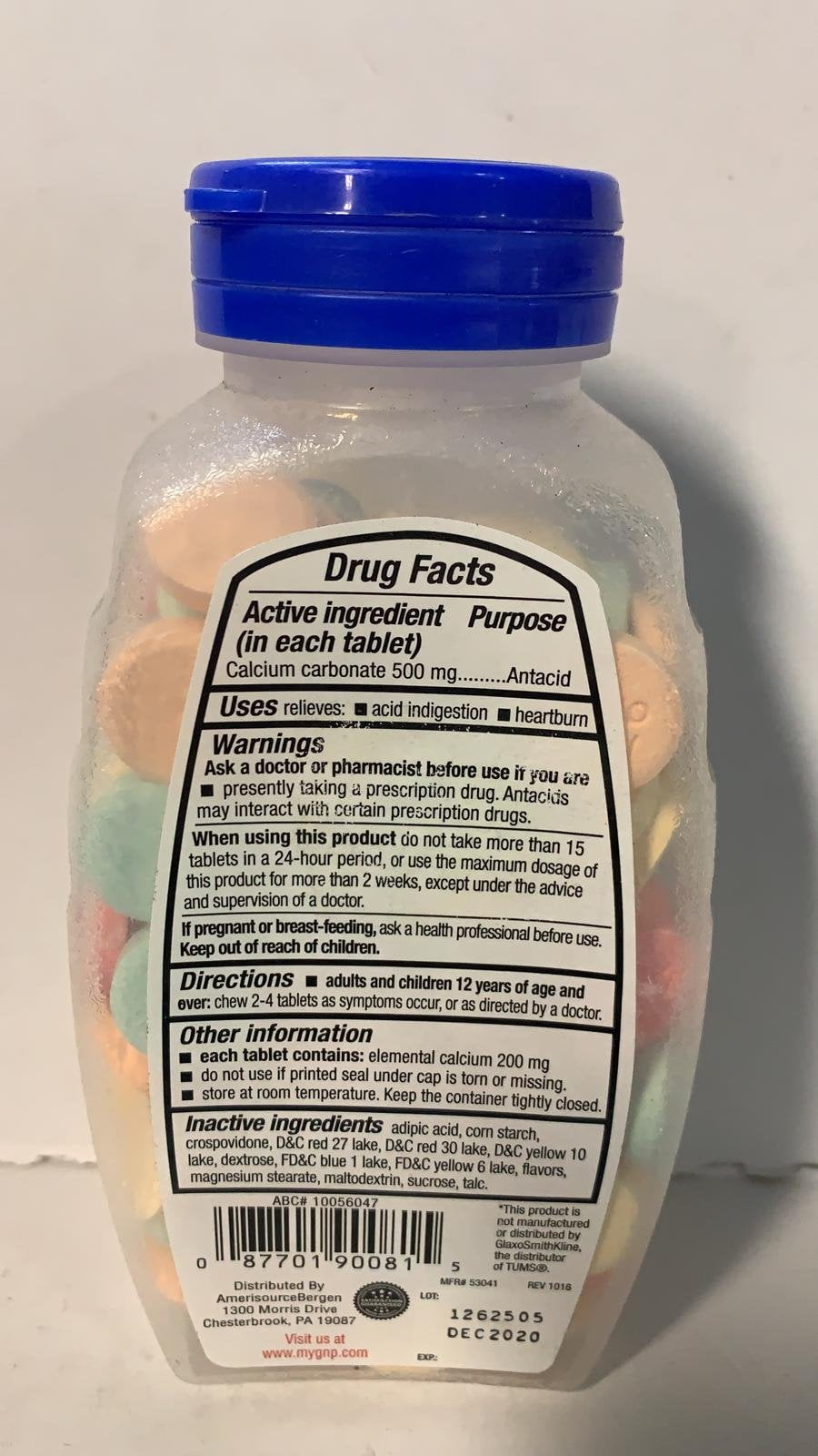 GNP ANTACID S/F XS 750 MG CHW 80 CT