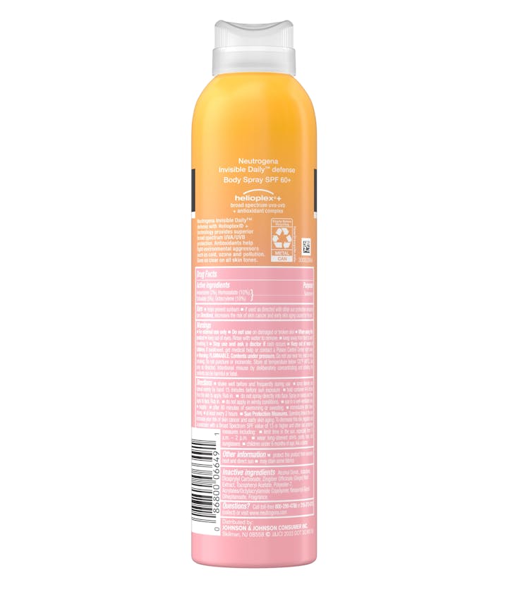 Neutrogena Invisible Daily Defense Spf60+ Body Spray 5oz