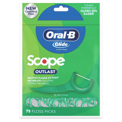 Oral-B Glide Floss Picks 75 Count Scope Outlast Bag (6in)