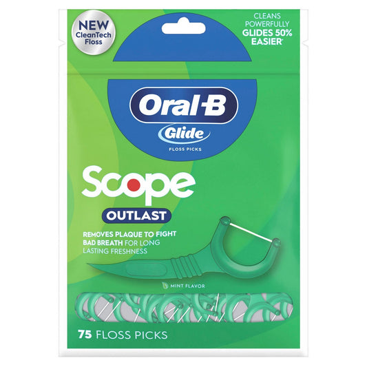 Oral-B Glide Floss Picks 75 Count Scope Outlast Bag (6in)