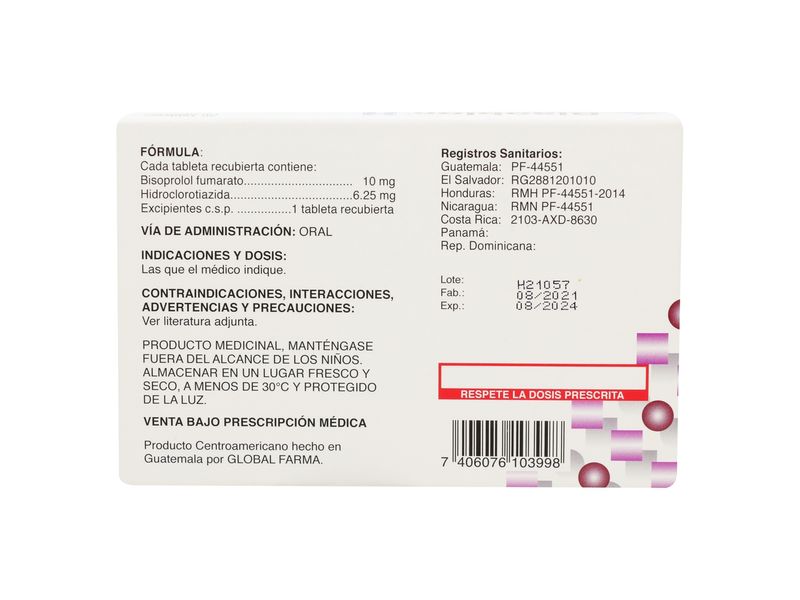 BISOPROLOL/HCTZ TB 10-6.25MG 30UU