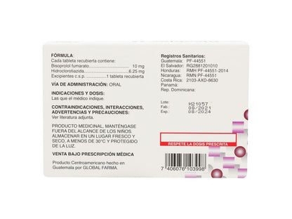 BISOPROLOL/HCTZ TB 10-6.25MG 30UU