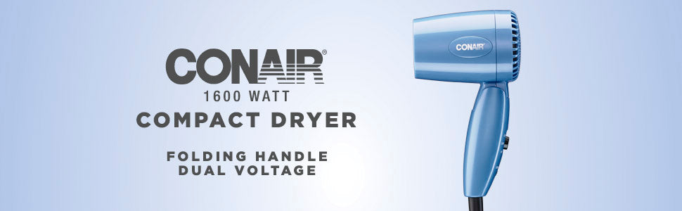 CONAIR 1600 Watt Compact Blow Dryer with Folding Handle - Blue
