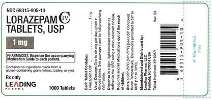 LORAZEPAM TB 1MG 1000          C4