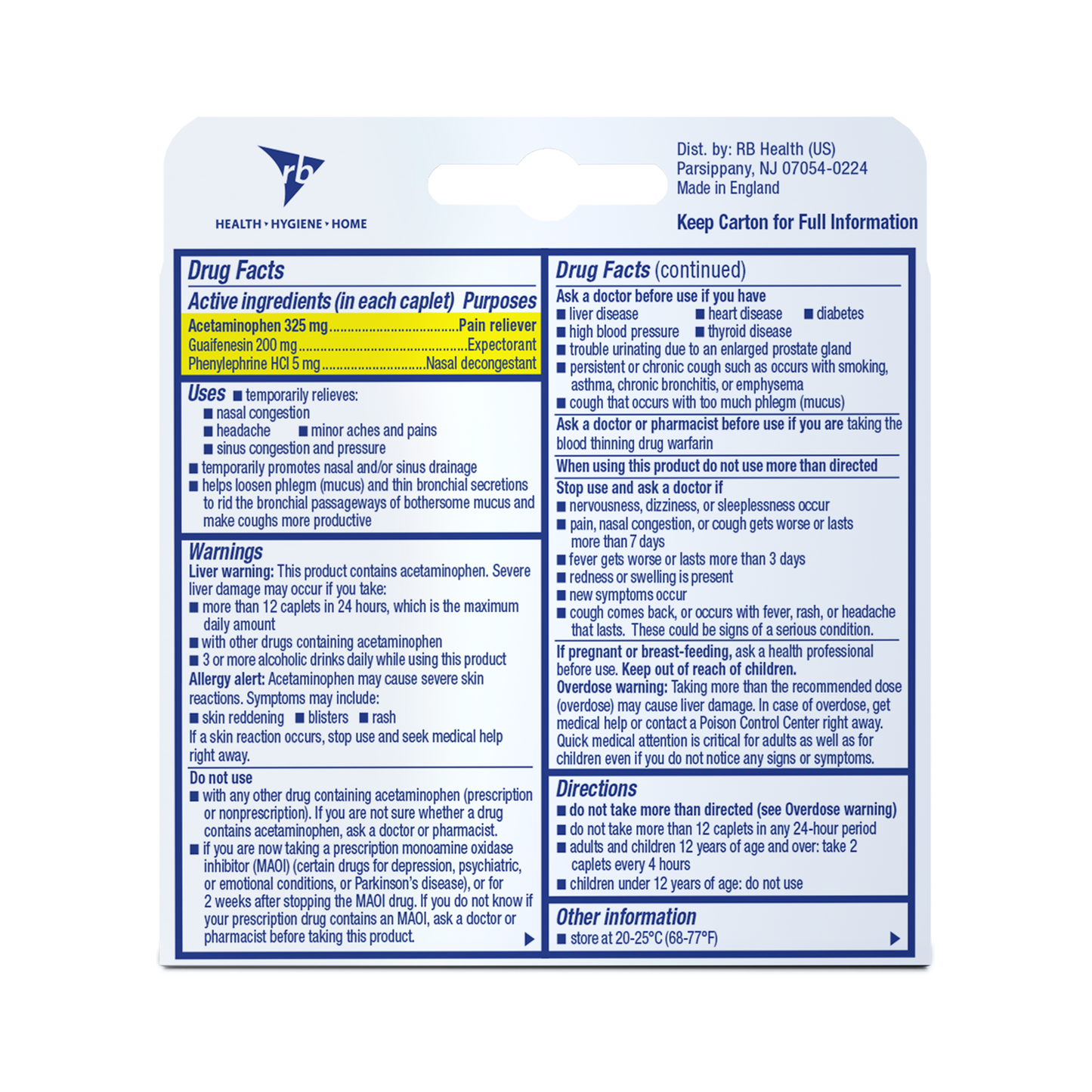 MUCINEX SINUS-MAX TB 20 CPLT