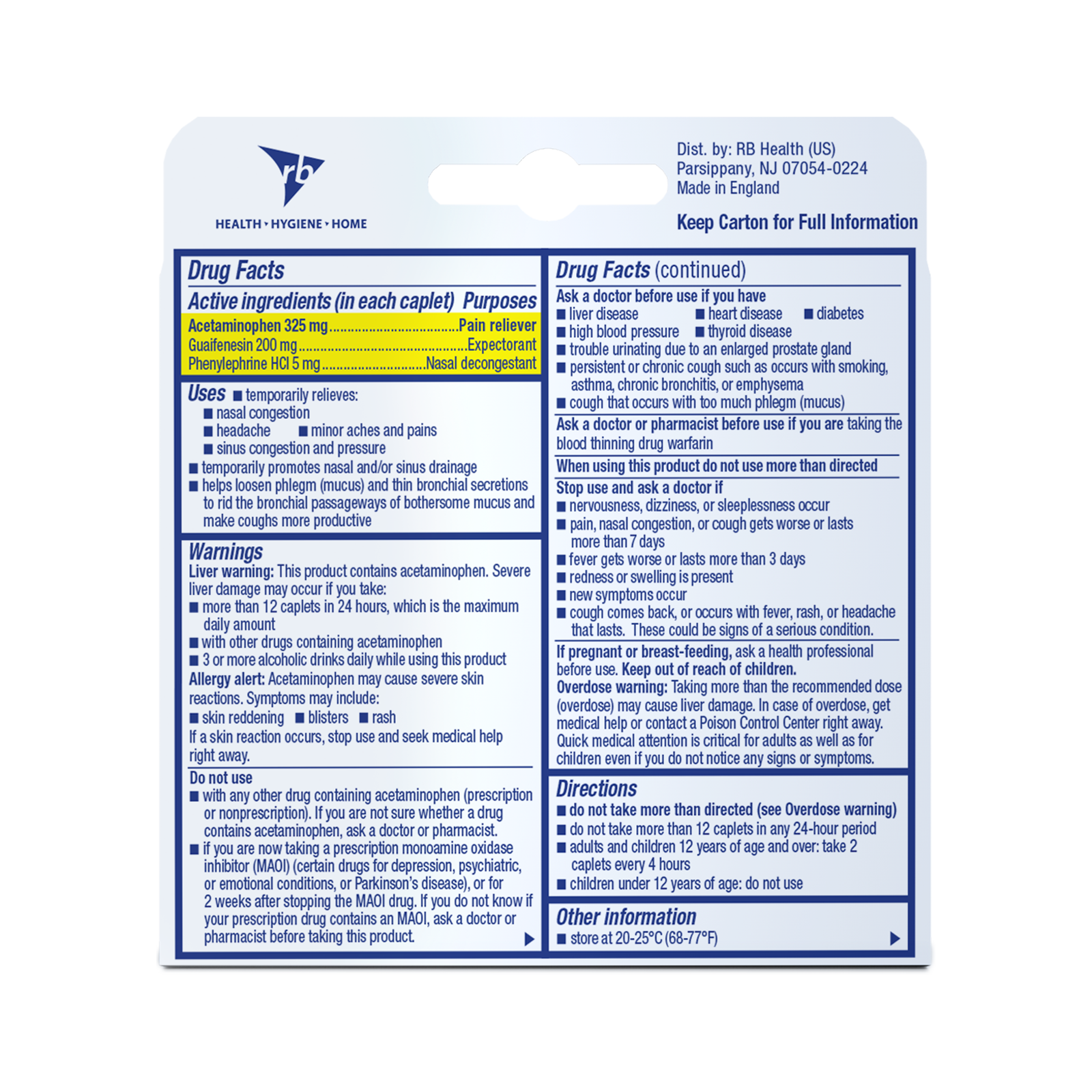MUCINEX SINUS-MAX TB 20 CPLT