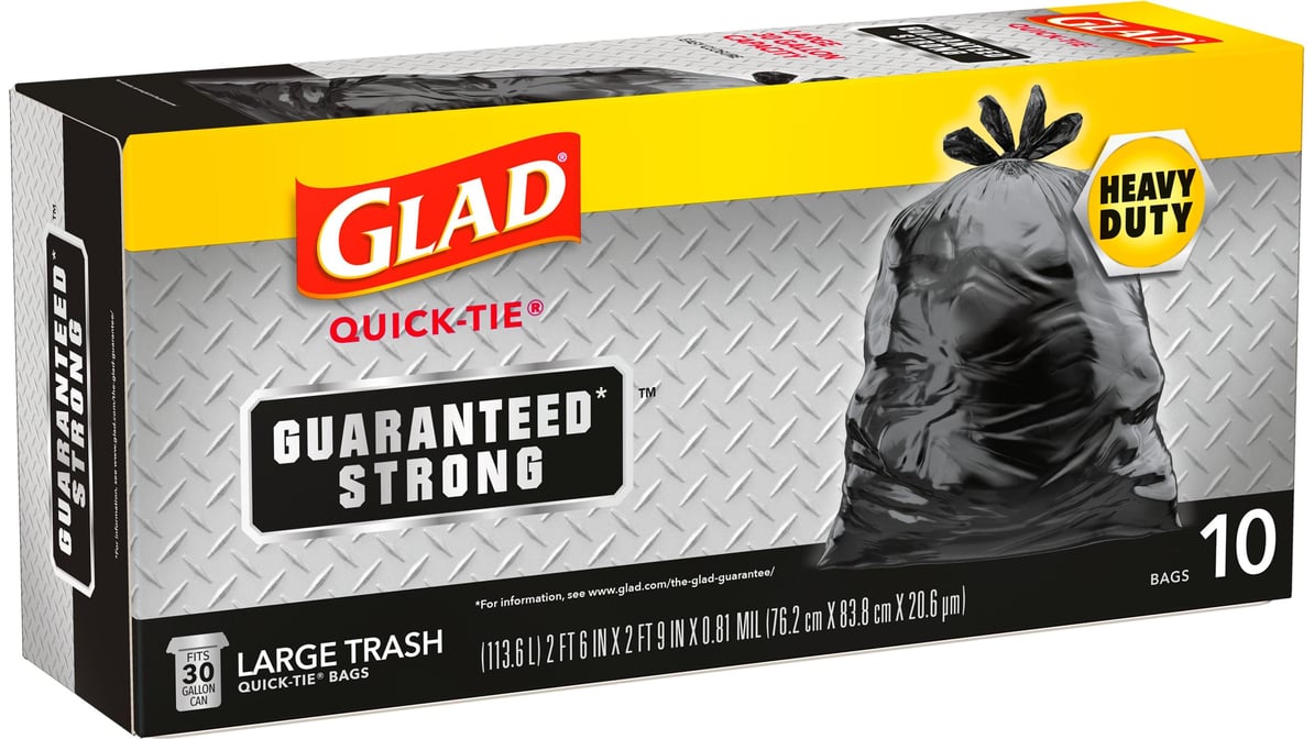 BAG GLAD BG 30GAL 12X10 QUICK TIE