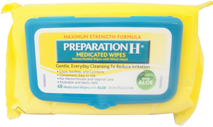 PREPARATION H MEDICATED WIPES WMN 48CT
