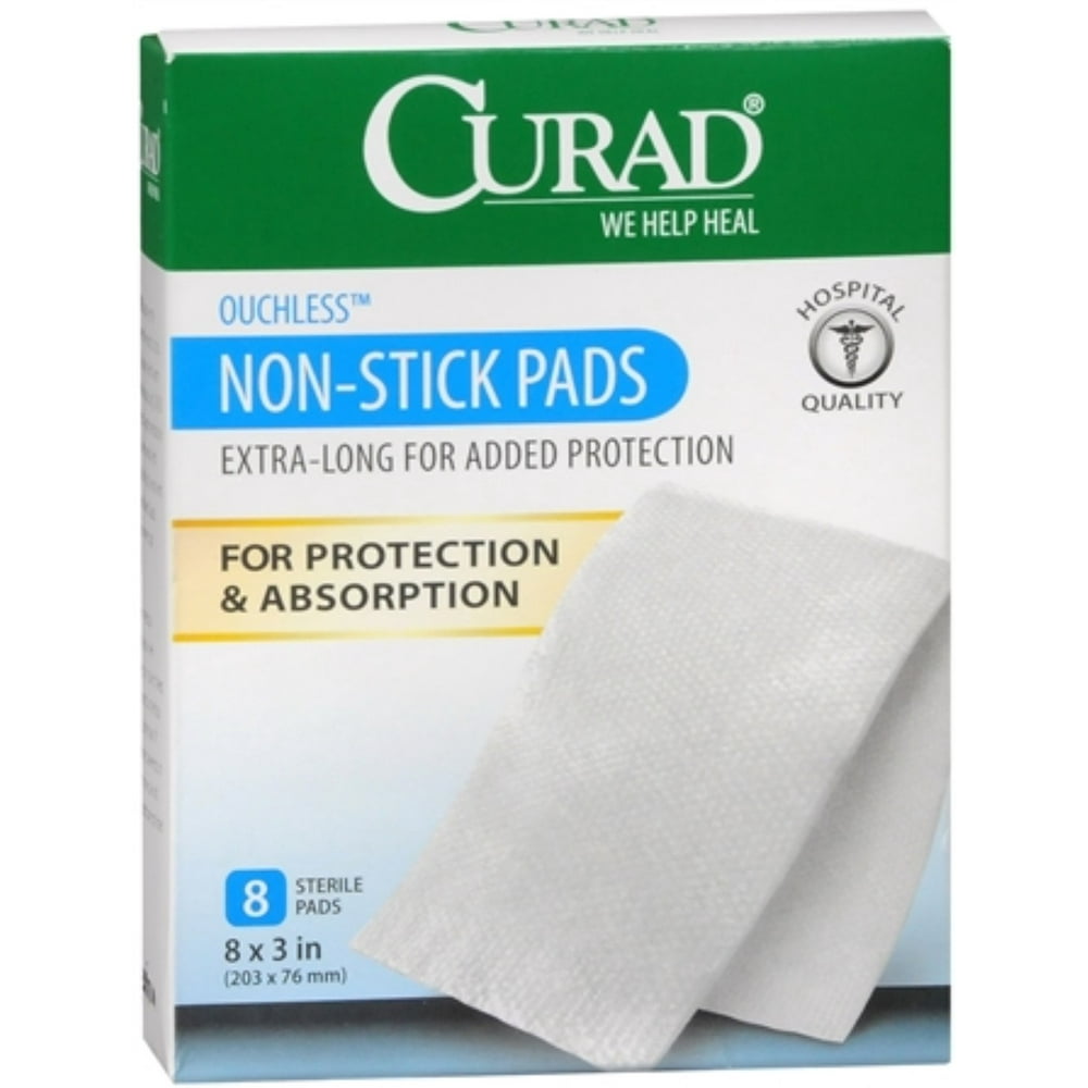 CURAD PAD NON-STICK 8"X3" 8CT