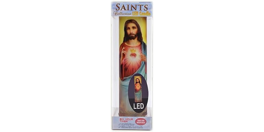 Star Candle Prayer Candle, 8in - Sacred Heart