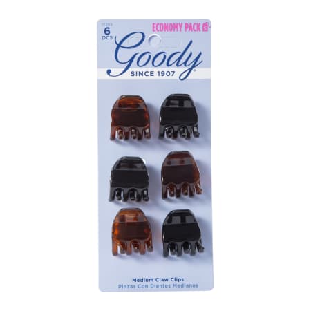 Goody #12309 Half Claw Clip 6 Count (3in)