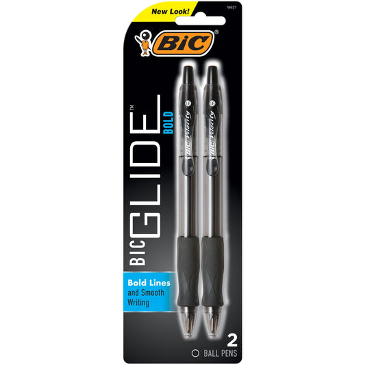 BiC Glide Retractable Ballpoint Pen - Black, 2 pack