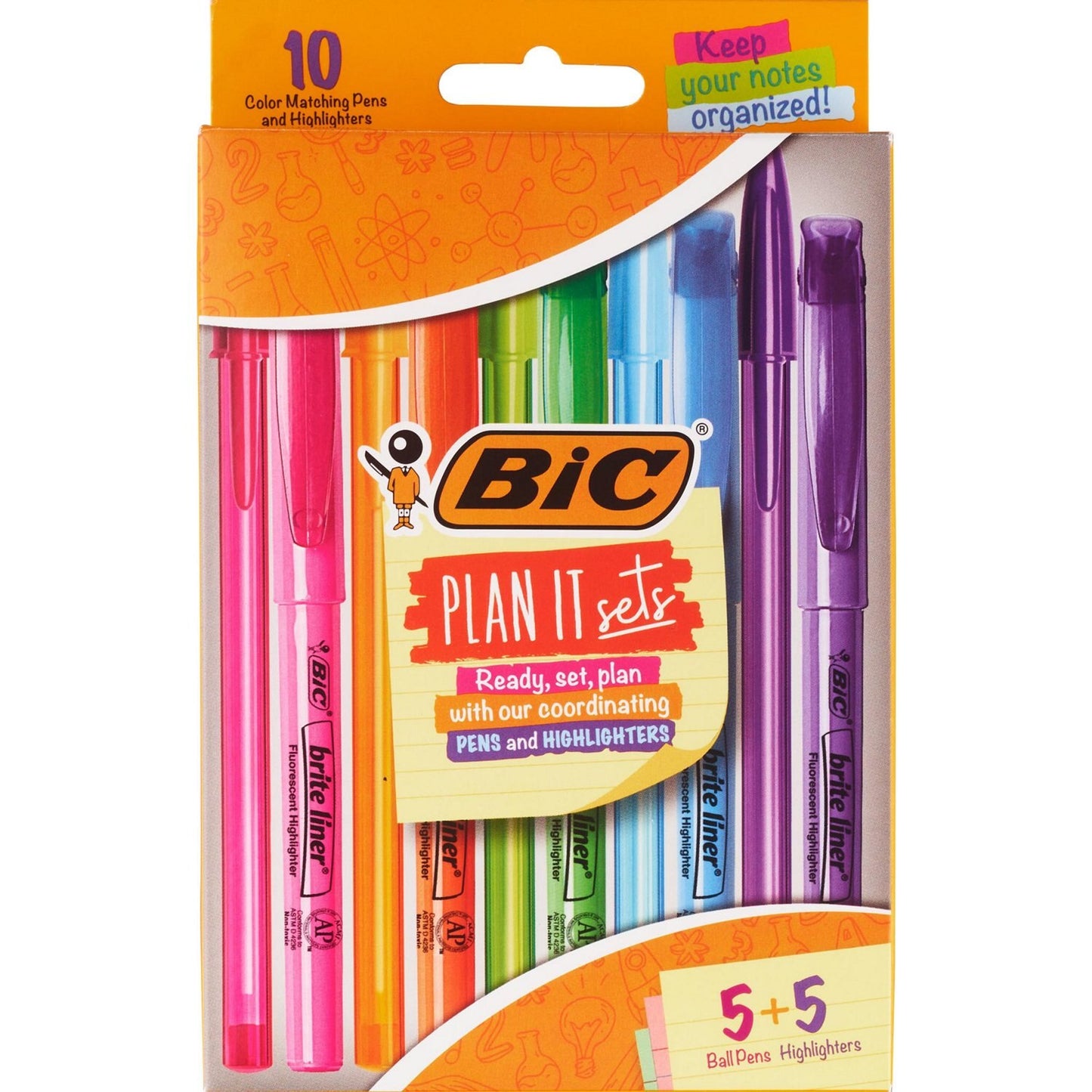 BiC Plan It Pens and Highlighters Set - Assorted Colors, 10 count