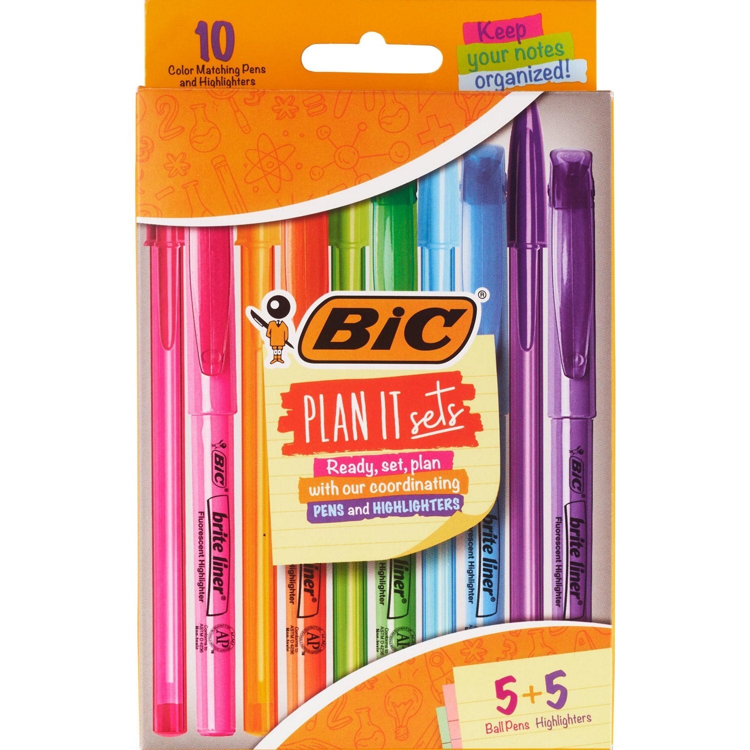BiC Plan It Pens and Highlighters Set - Assorted Colors, 10 count