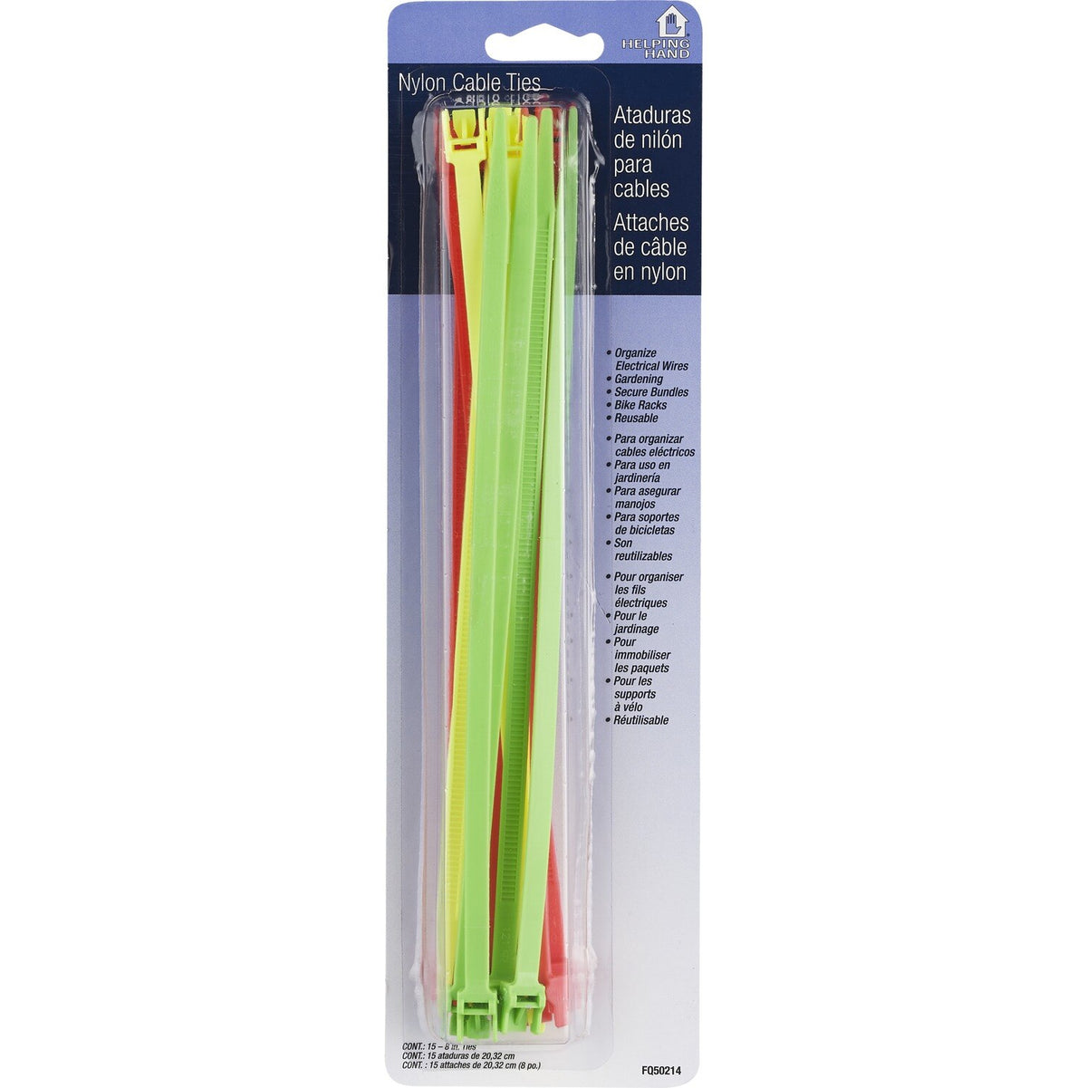 Helping Hand Quick Release 8" Cable Ties, 15 count