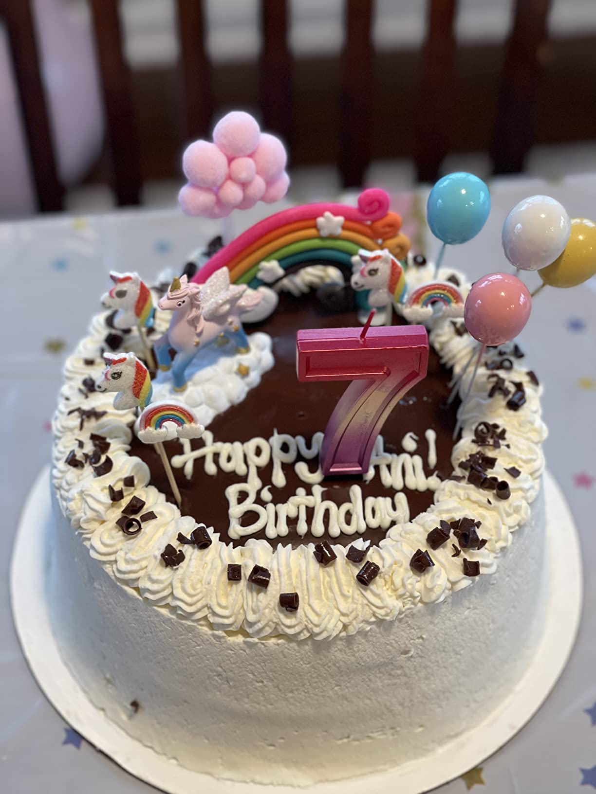 Unique Vibrant Rainbow Border Birthday Candle - Number 7