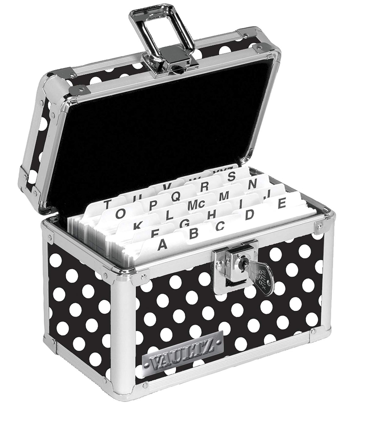 Vaultz Locking Index Card File with Flip Top Holds 350
