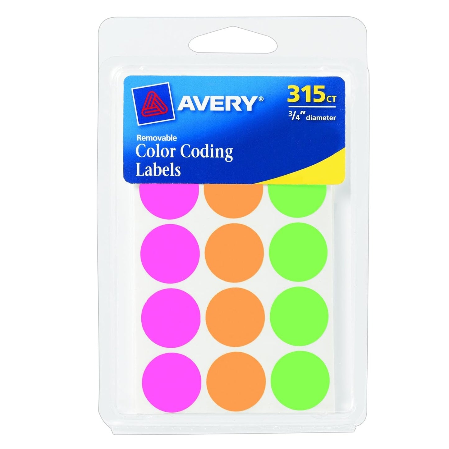 Avery Color Coding 0.75" Round Removable Labels - Assorted, 306 count
