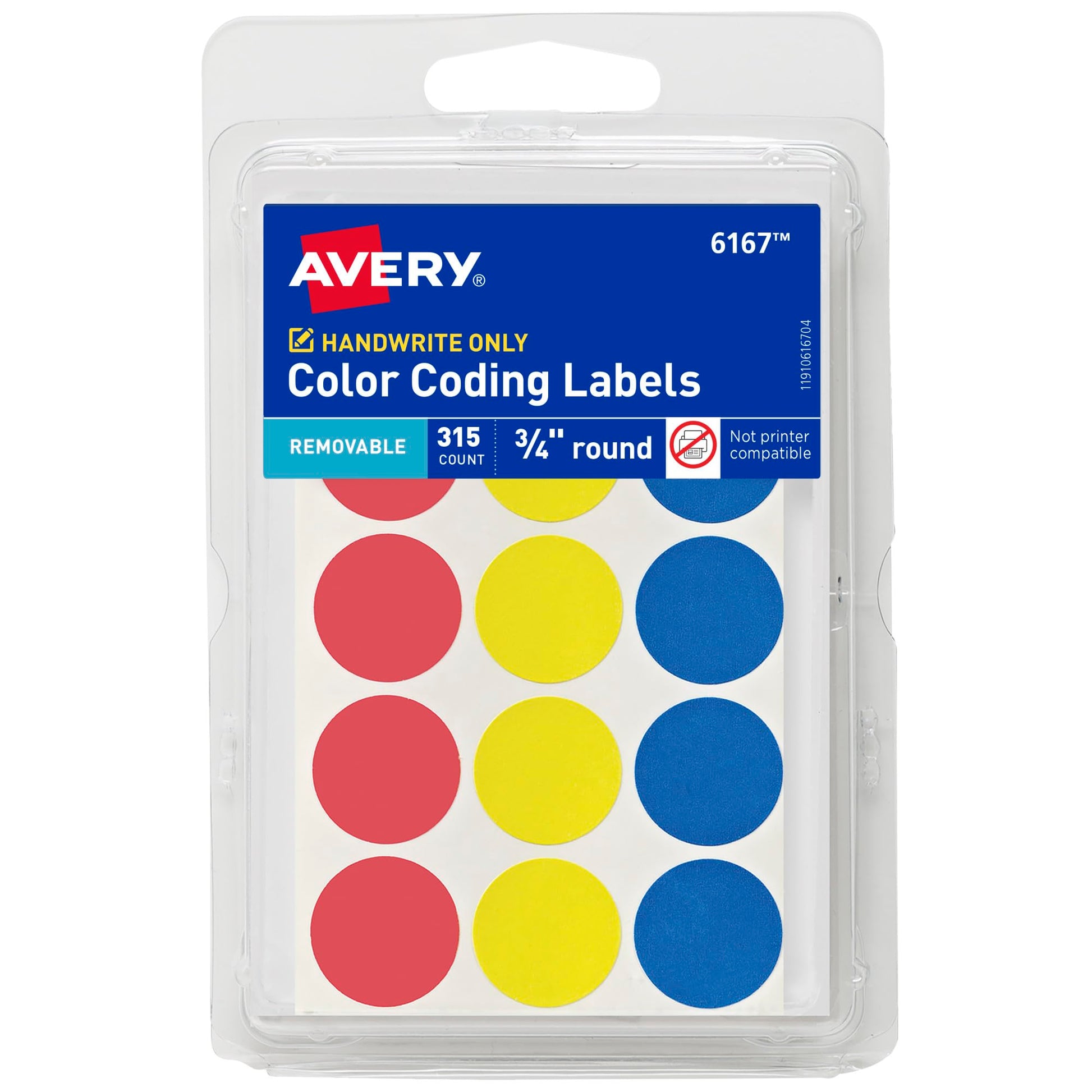 Avery Color Coding 0.75" Round Removable Labels - Assorted Neons, 315 count