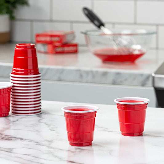 barY3 Disposable Red Mini Shot Glasses - 2 oz, 20 count