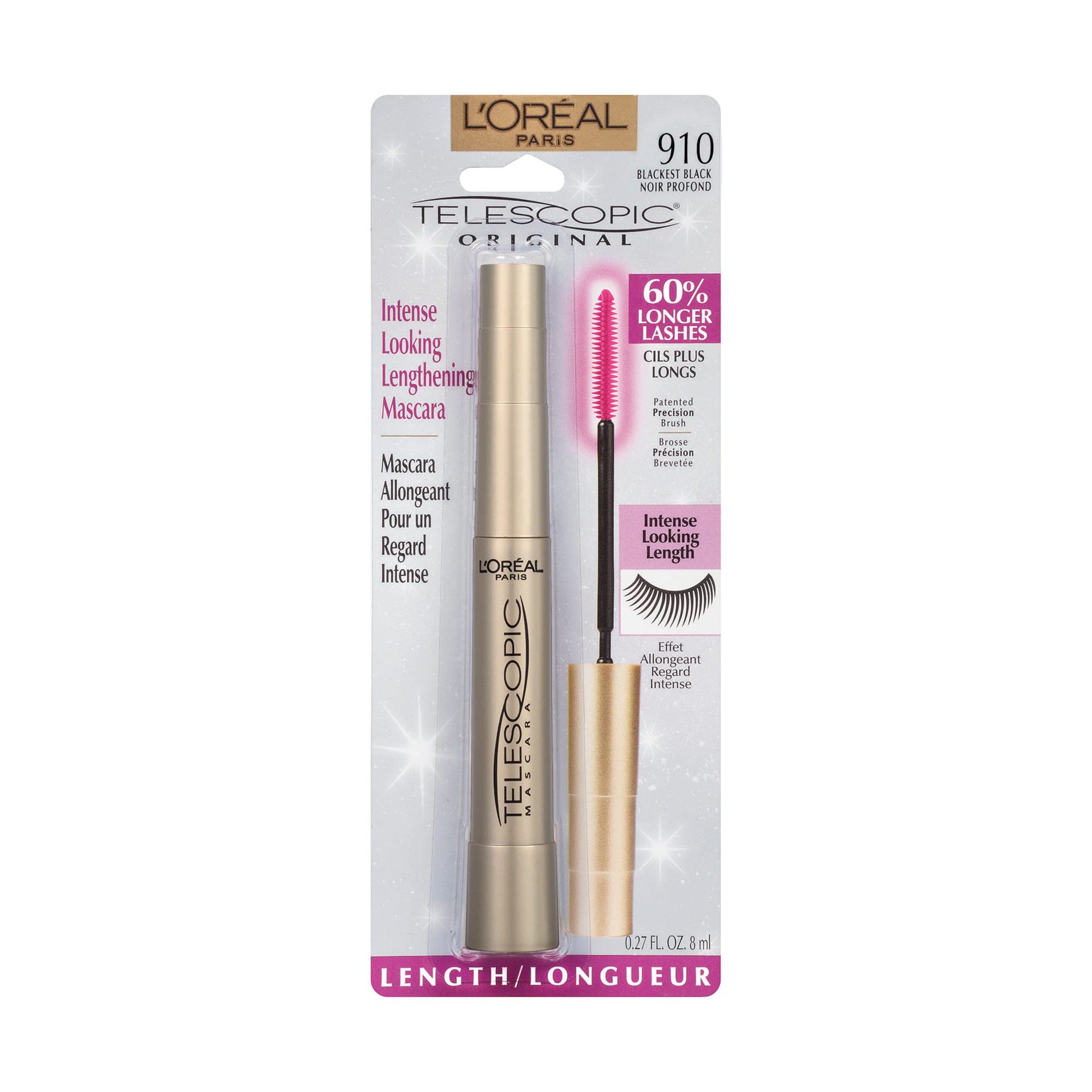 L'ORÉAL PARIS Telescopic Original Washable Lengthening Mascara, 905 Black, 0.24 fl. oz.
