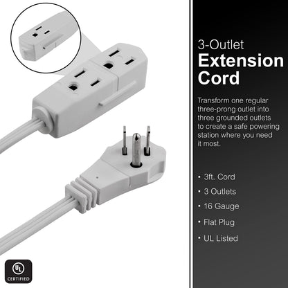 GE EXTEN CORD 3-TAP 9' BRWN