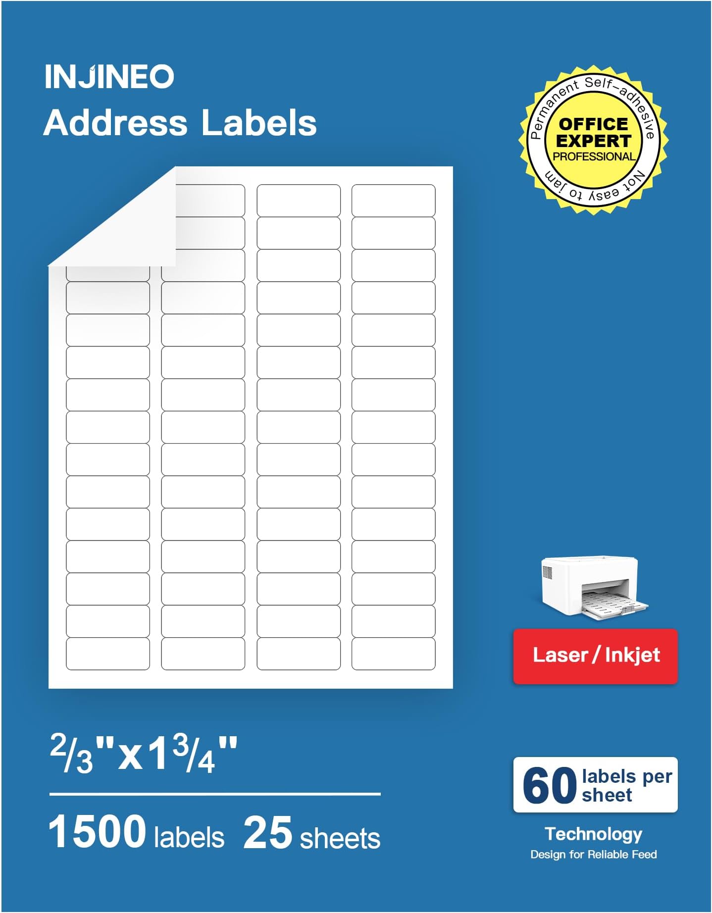 Avery Easy Peel Address Labels, 1" x 2.625" - White, 750 count