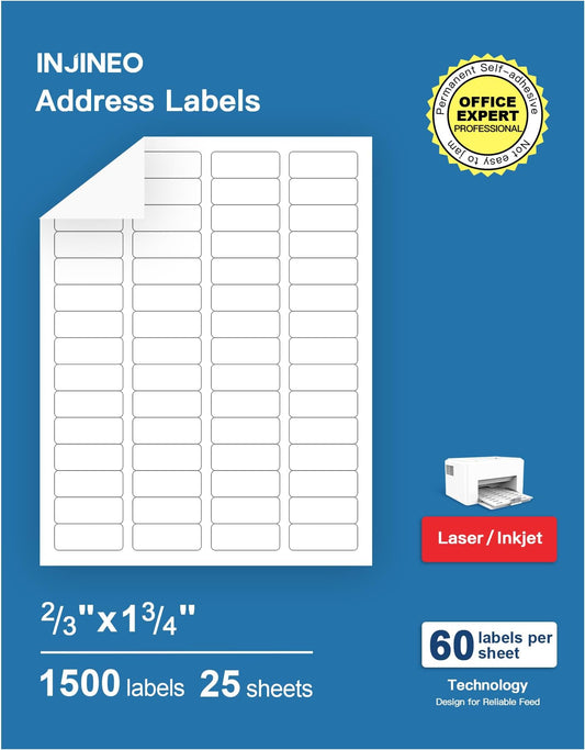 Avery Easy Peel Address Labels, 1" x 2.625" - White, 750 count