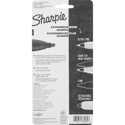 Sharpie Top Broad/Large Permanent Marker Chisel Tip, Black, 2 Count