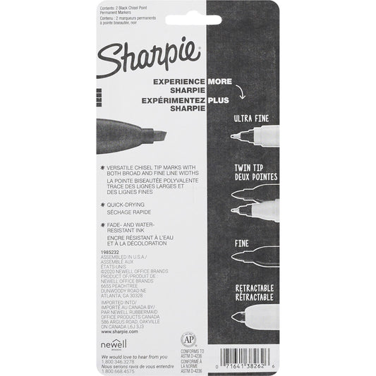Sharpie Top Broad/Large Permanent Marker Chisel Tip, Black, 2 Count