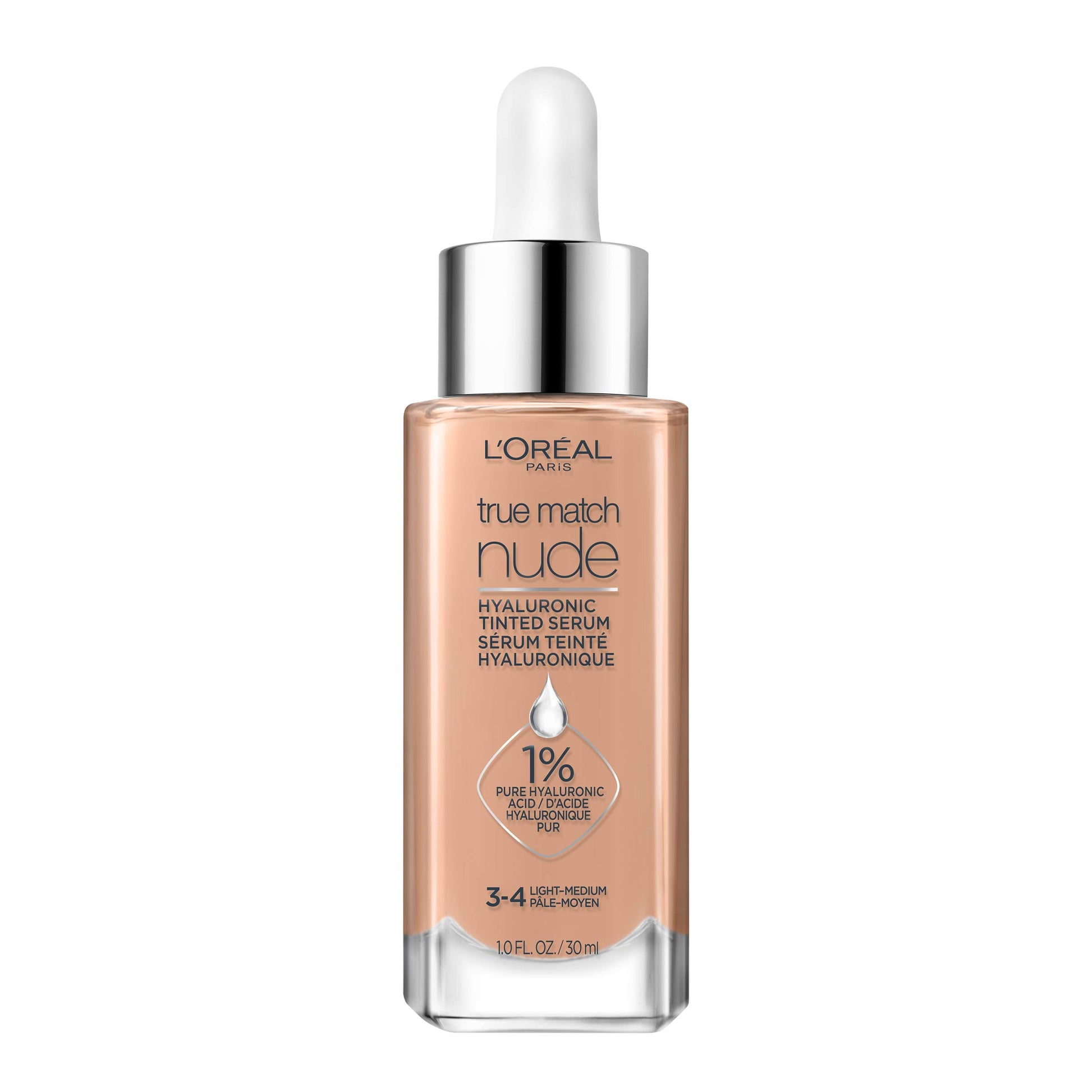 L'ORÉAL PARIS True Match Hyaluronic Tinted Serum Foundation Skincare Hybrid, 7.5-8.5 Cool Deep, 1 fl oz