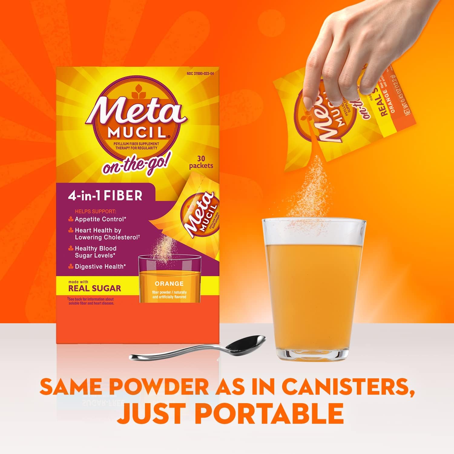 METAMUCIL ON-THE-GO ORN S/F PKT 30X5.8GM