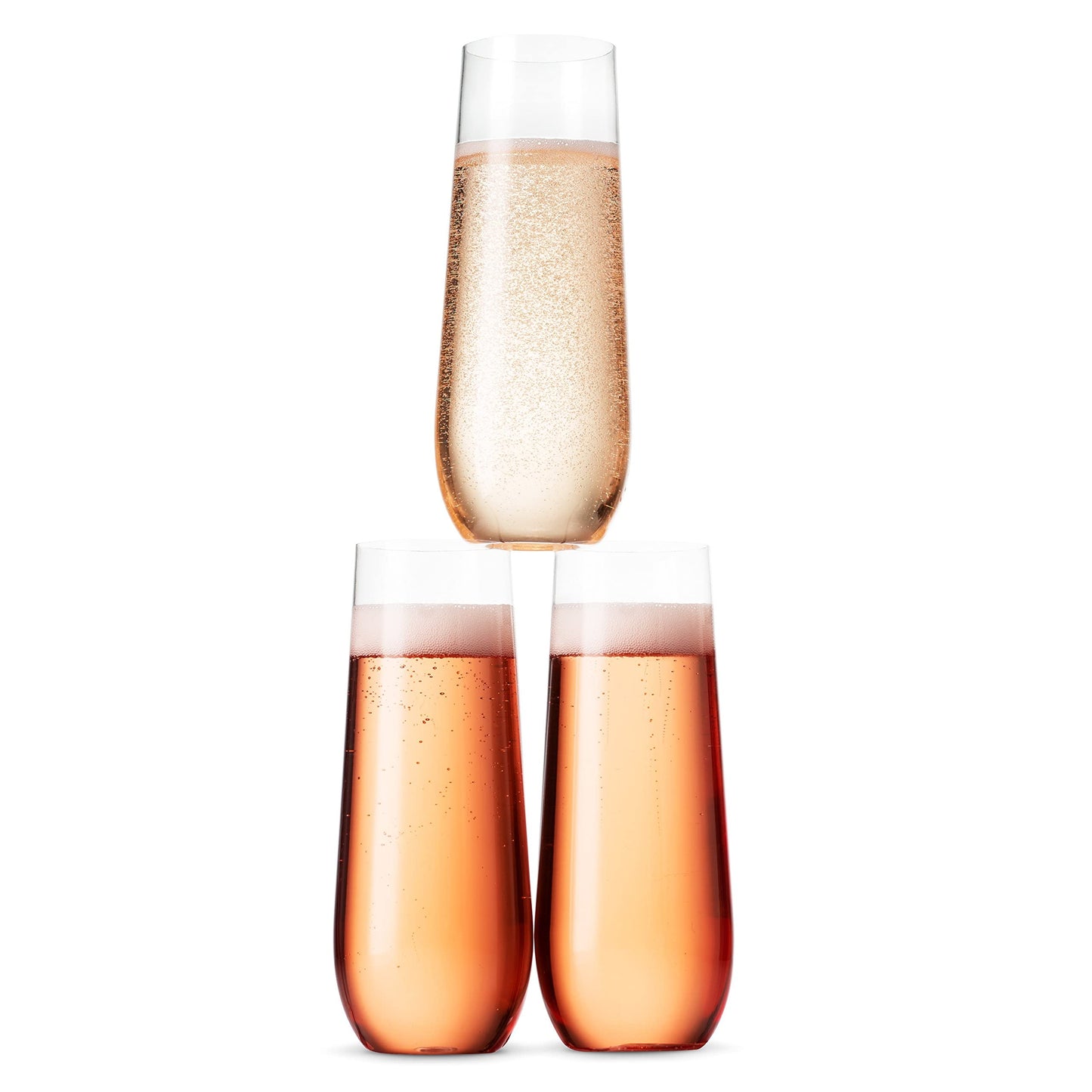 SENSATIONS 9 oz Plastic Stemless Champagne Flute, 4 count
