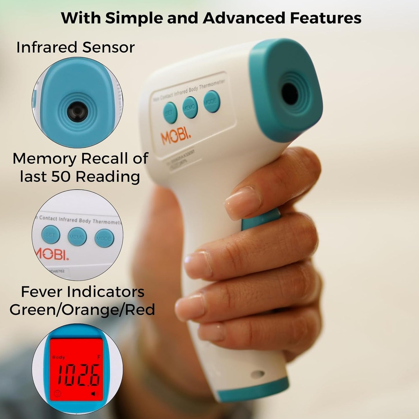 MOBI FEVER THERMOMETER NONCONTCT 12CT DS