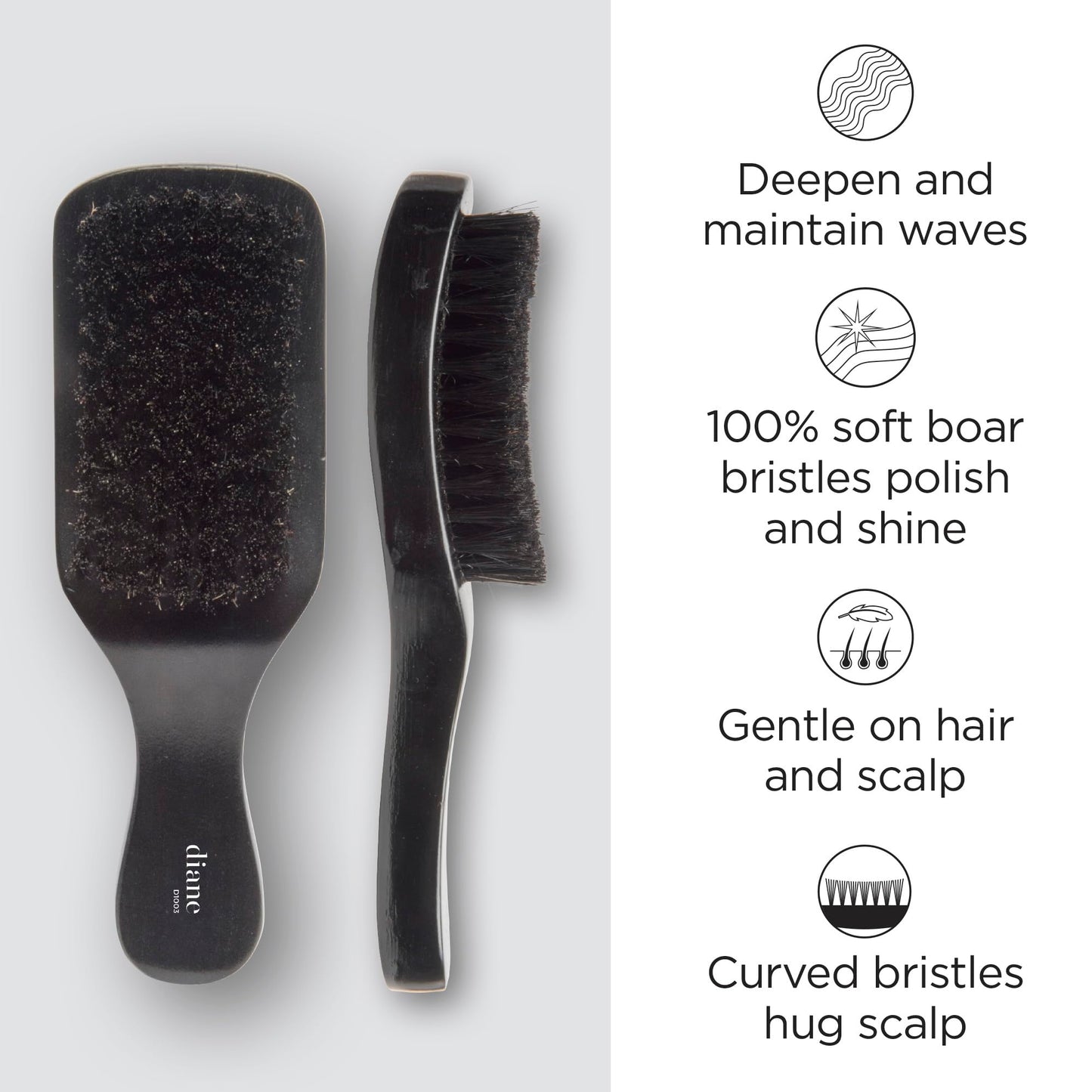 ACE Boar Bristles Club Brush - Black