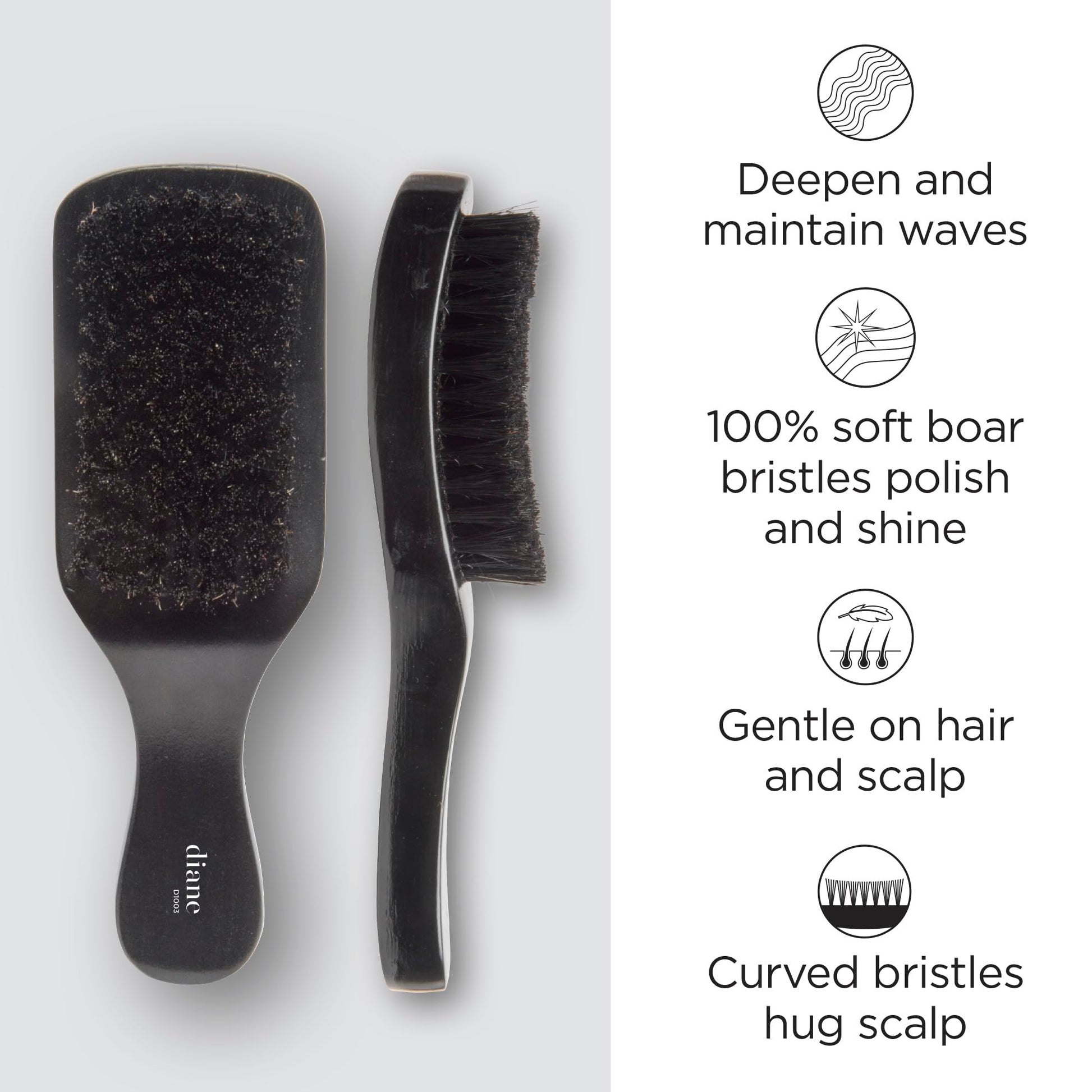 ACE Boar Bristles Club Brush - Black