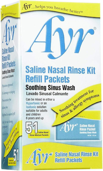 AYR SALINE NASAL RINSE REFILL PKT 100CT