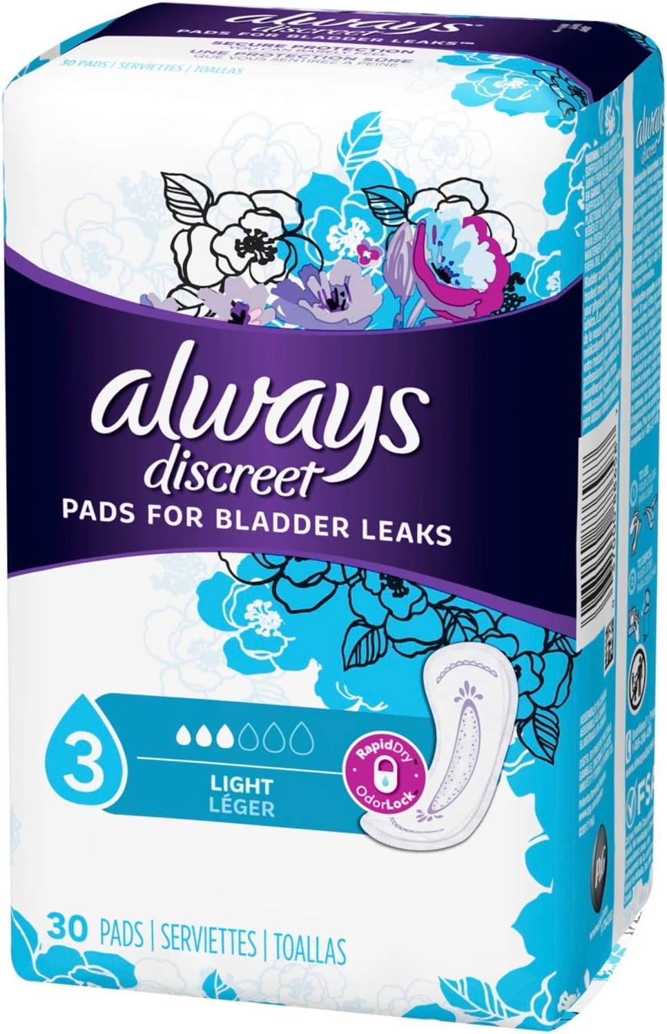 ALWAYS DISCREET BLD LK MOD PAD 3X66CT