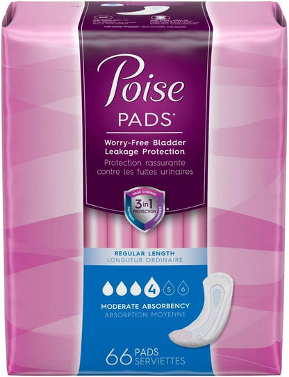 POISE PAD MODERATE 2X66CT