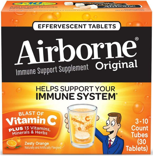 AIRBORNE ON-THE-GO PACK ZEST ORANGE 10CT
