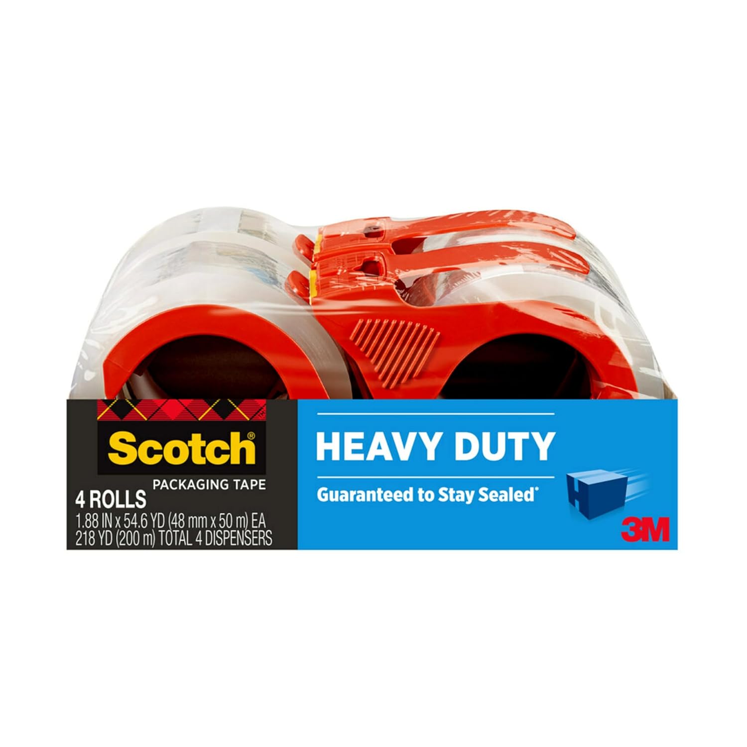 3M Scotch Box Lock Shipping Packaging Tape 1.88 Inch x 54.6 Yards