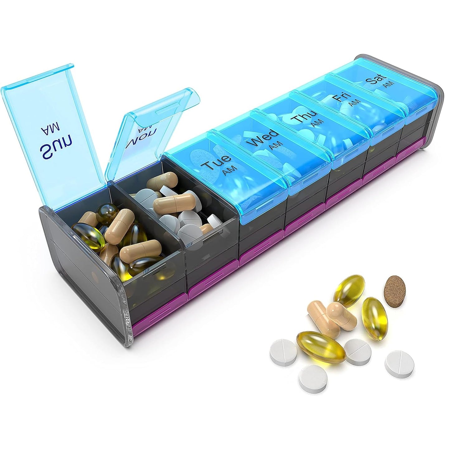 PILL ORGANIZER 21 PILL PCH BLK/BG
