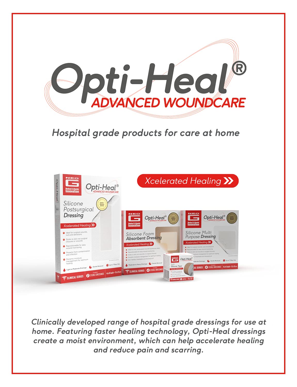 NEO G OPTI-HEAL SIL M-PURP 4X4IN DRS 4CT