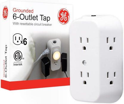 GE 6 OUTLET GROUNDED WALL PLUG